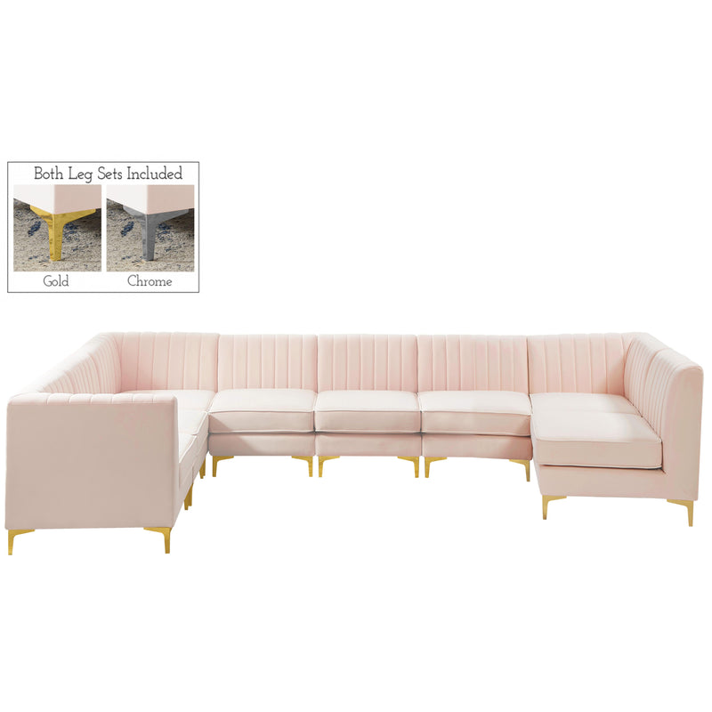 Meridian Alina Fabric Sectional 604Pink-Sec8A IMAGE 1