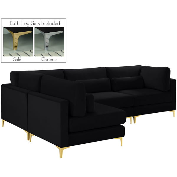 Meridian Julia Fabric Sectional 605Black-Sec4B IMAGE 1