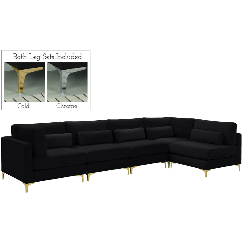 Meridian Julia Fabric Sectional 605Black-Sec5D IMAGE 1