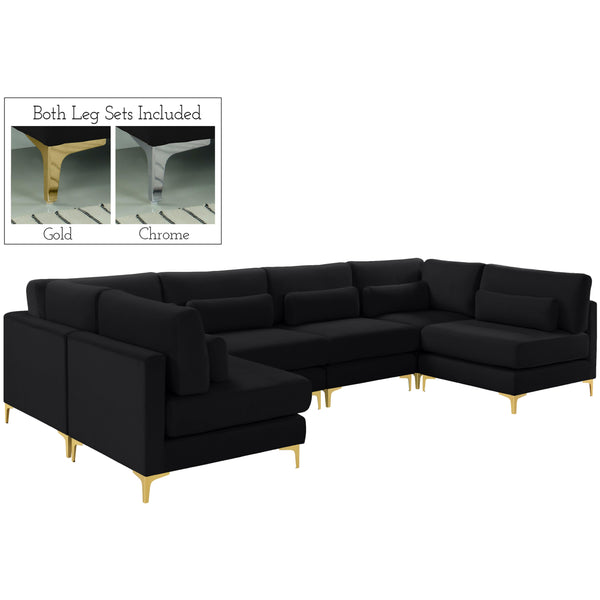 Meridian Julia Fabric Sectional 605Black-Sec6C IMAGE 1