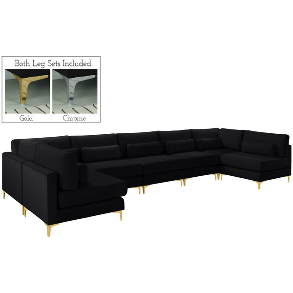 Meridian Julia Fabric Sectional 605Black-Sec7B IMAGE 1