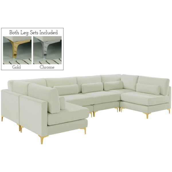 Meridian Julia Fabric Sectional 605Cream-Sec6C IMAGE 1