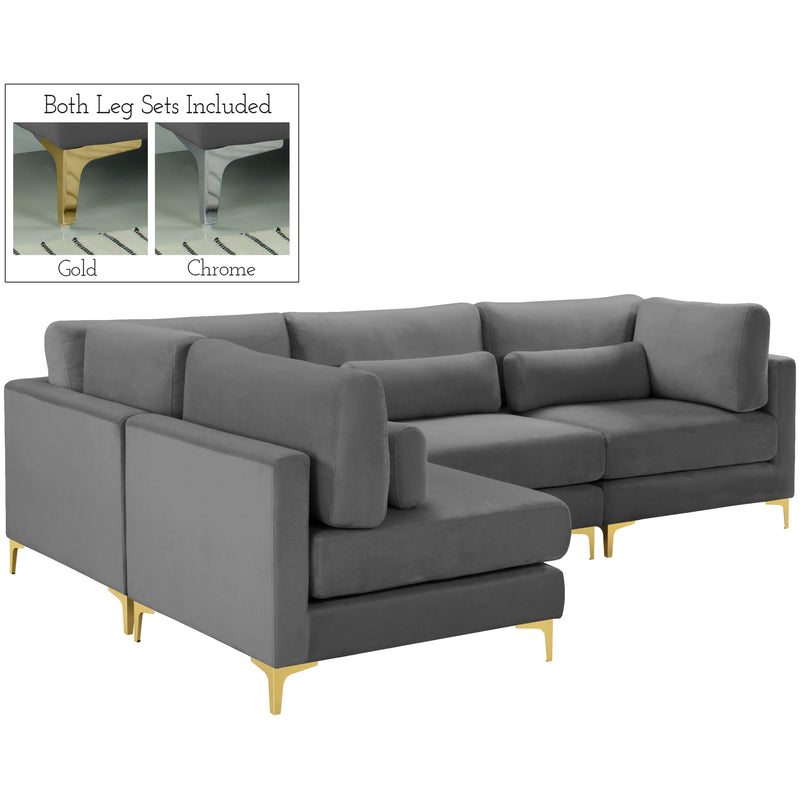 Meridian Julia Fabric Sectional 605Grey-Sec4B IMAGE 1