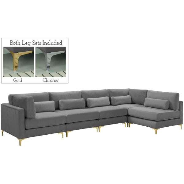 Meridian Julia Fabric Sectional 605Grey-Sec5D IMAGE 1