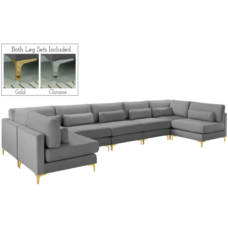 Meridian Julia Fabric Sectional 605Grey-Sec7B IMAGE 1