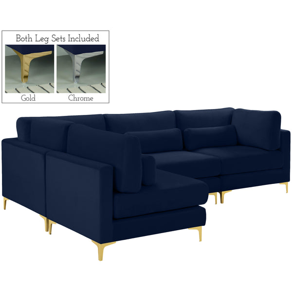 Meridian Julia Fabric Sectional 605Navy-Sec4B IMAGE 1