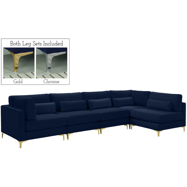 Meridian Julia Fabric Sectional 605Navy-Sec5D IMAGE 1