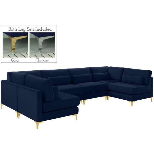 Meridian Julia Fabric Sectional 605Navy-Sec6C IMAGE 1