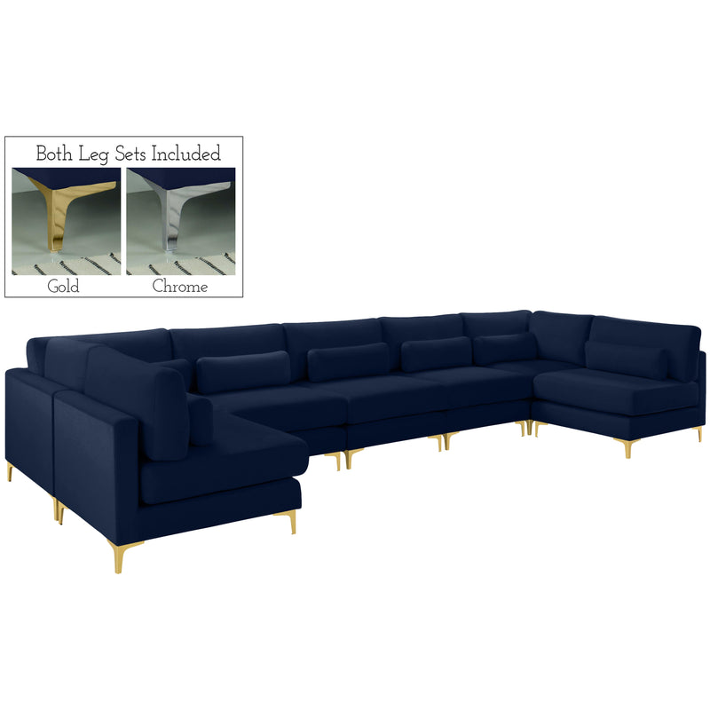 Meridian Julia Fabric Sectional 605Navy-Sec7B IMAGE 1