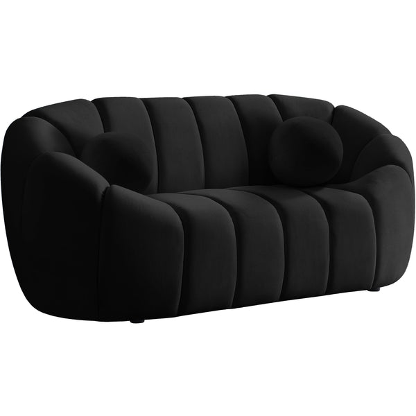 Meridian Elijah Stationary Fabric Loveseat 613Black-L IMAGE 1