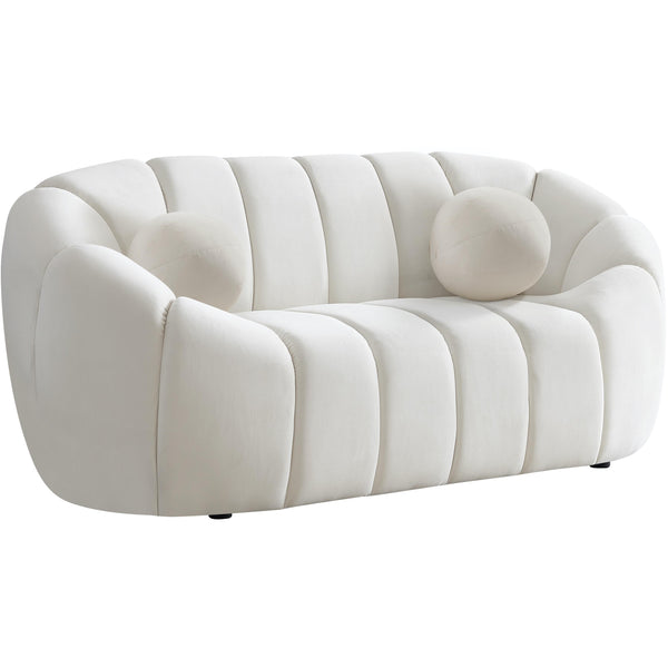 Meridian Elijah Stationary Fabric Loveseat 613Cream-L IMAGE 1