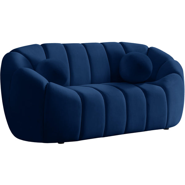 Meridian Elijah Stationary Fabric Loveseat 613Navy-L IMAGE 1