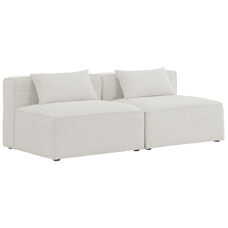 Meridian Cube Stationary Fabric Sofa 630Cream-S72A IMAGE 1