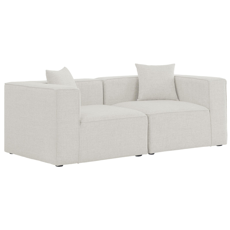 Meridian Cube Stationary Fabric Sofa 630Cream-S72B IMAGE 1