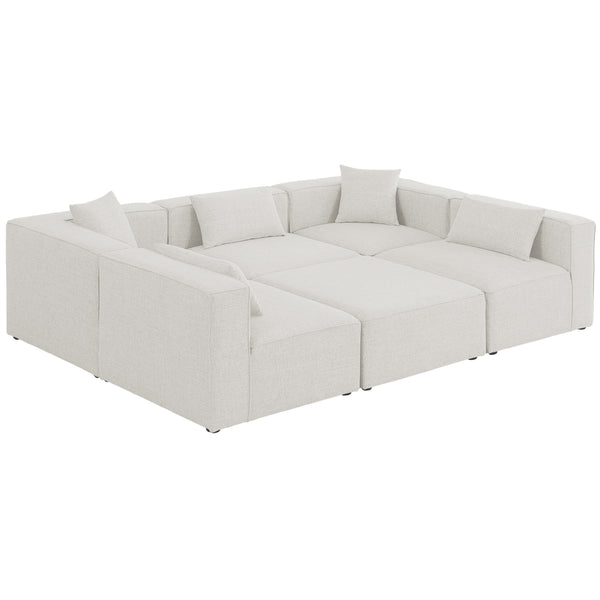 Meridian Cube Fabric Sectional 630Cream-Sec6C IMAGE 1