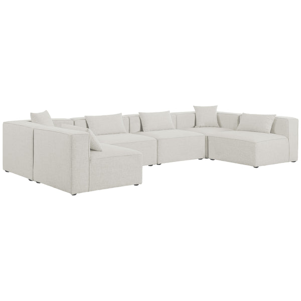 Meridian Cube Fabric Sectional 630Cream-Sec6D IMAGE 1