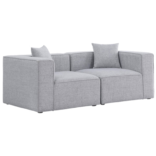 Meridian Cube Stationary Fabric Sofa 630Grey-S72B IMAGE 1