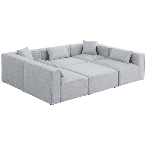 Meridian Cube Fabric Sectional 630Grey-Sec6C IMAGE 1