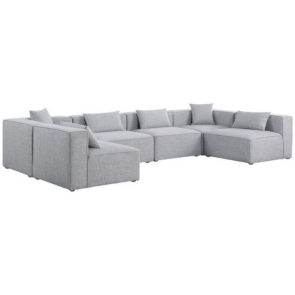 Meridian Cube Fabric Sectional 630Grey-Sec6D IMAGE 1