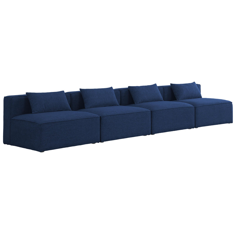 Meridian Cube Stationary Fabric Sofa 630Navy-S144A IMAGE 1