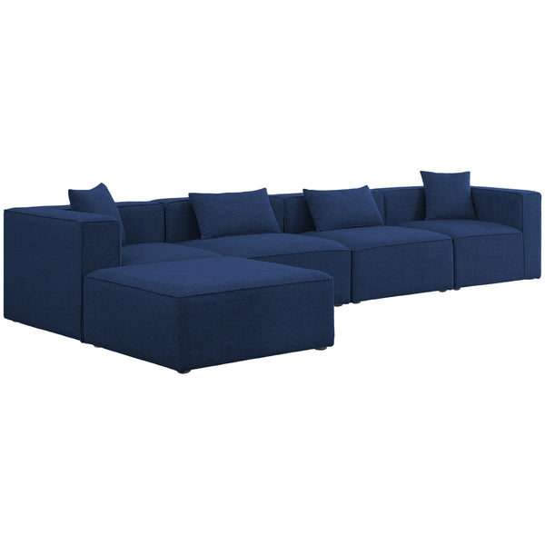 Meridian Cube Fabric Sectional 630Navy-Sec5A IMAGE 1