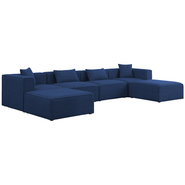 Meridian Cube Fabric Sectional 630Navy-Sec6B IMAGE 1