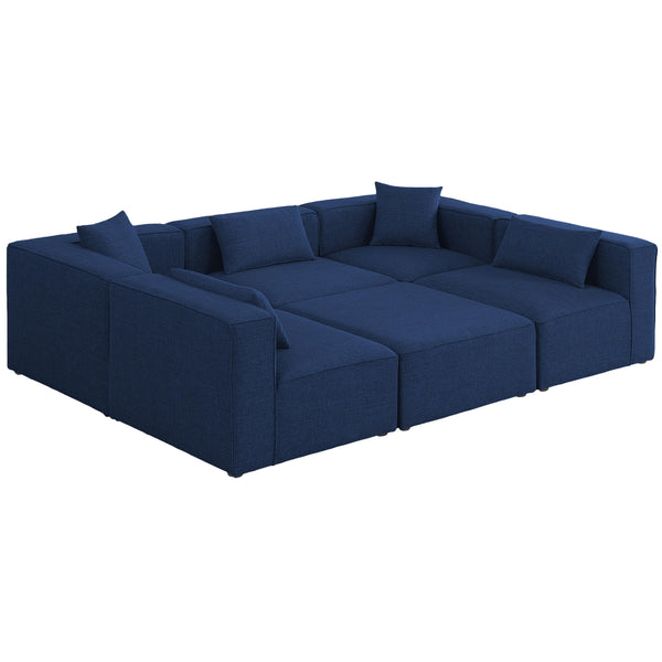 Meridian Cube Fabric Sectional 630Navy-Sec6C IMAGE 1