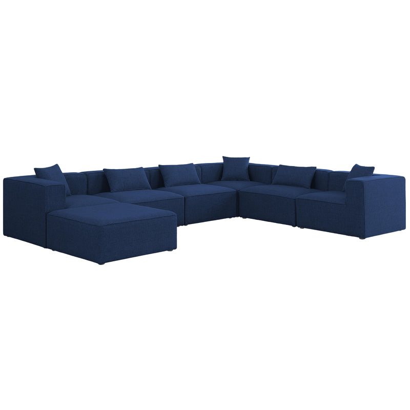 Meridian Cube Fabric Sectional 630Navy-Sec7A IMAGE 1