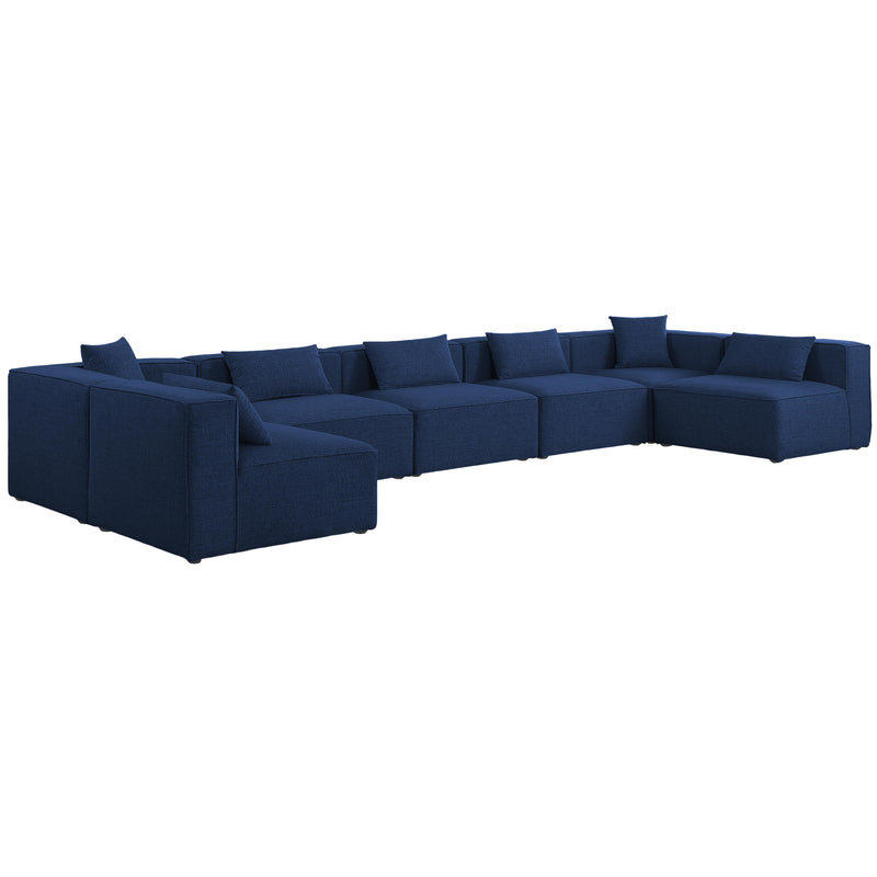 Meridian Cube Fabric Sectional 630Navy-Sec7B IMAGE 1