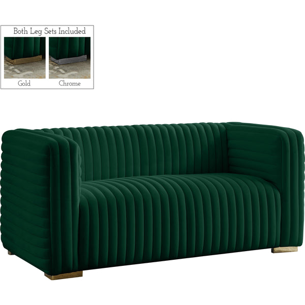 Meridian Ravish Stationary Fabric Loveseat 640Green-L IMAGE 1