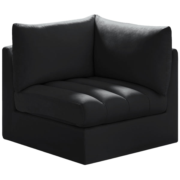 Meridian Jacob Stationary Fabric Chair 649Black-Corner IMAGE 1