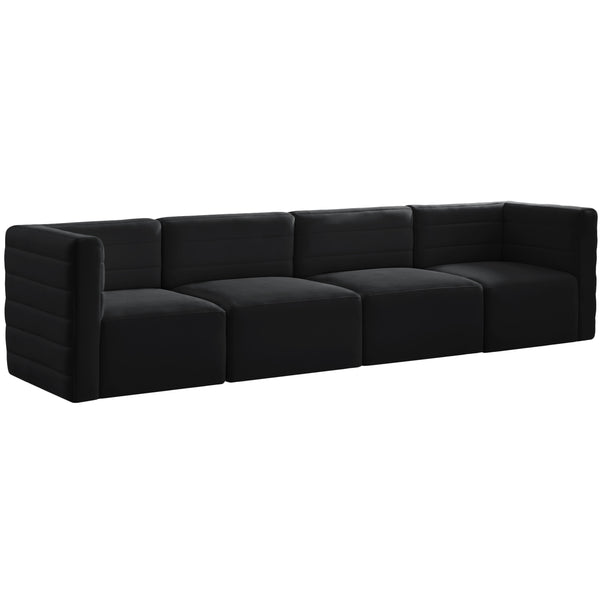 Meridian Quincy Stationary Fabric Sofa 677Black-S126 IMAGE 1