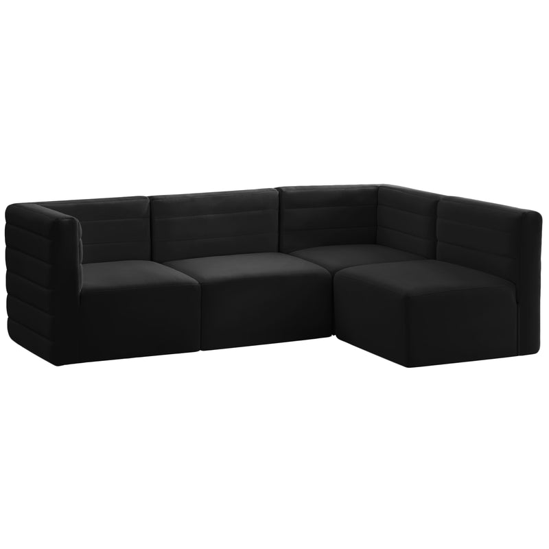 Meridian Quincy Fabric Sectional 677Black-Sec4A IMAGE 1