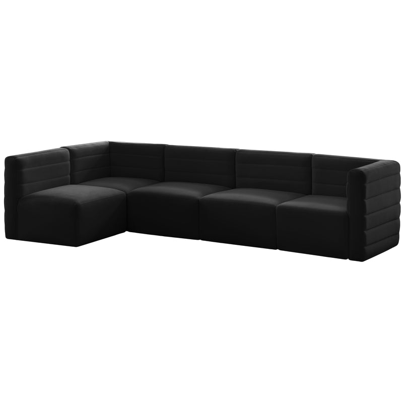 Meridian Quincy Fabric Sectional 677Black-Sec5A IMAGE 1