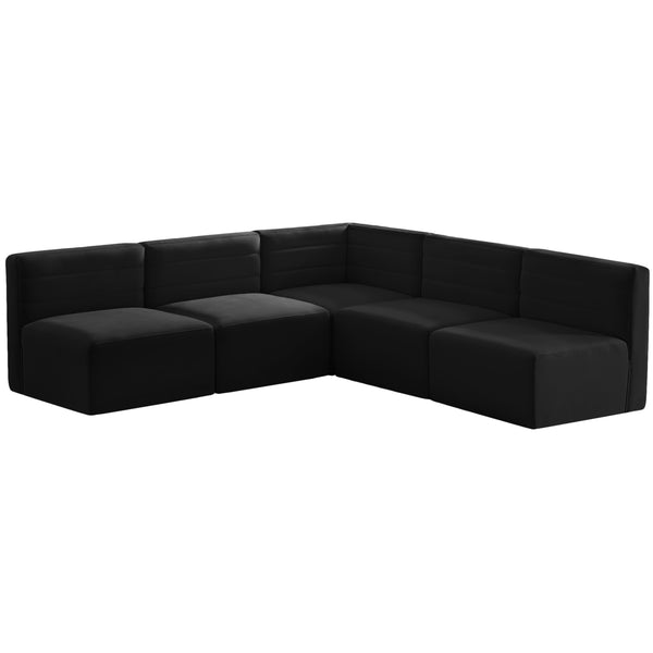 Meridian Quincy Fabric Sectional 677Black-Sec5B IMAGE 1