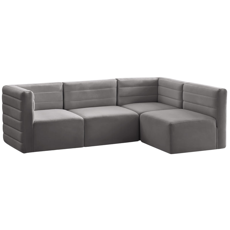 Meridian Quincy Fabric Sectional 677Grey-Sec4A IMAGE 1