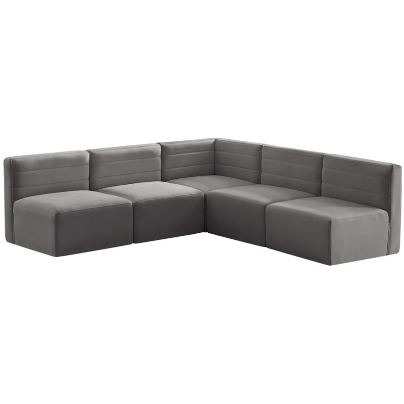 Meridian Quincy Fabric Sectional 677Grey-Sec5B IMAGE 1