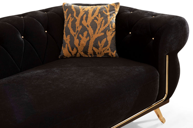 Rosy Black Velvet Sofa & Loveseat