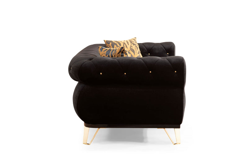 Rosy Black Velvet Sofa & Loveseat