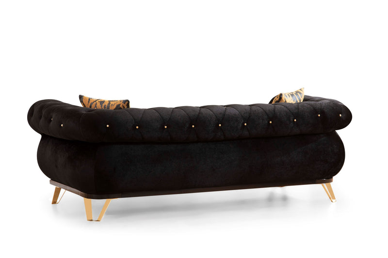 Rosy Black Velvet Sofa & Loveseat