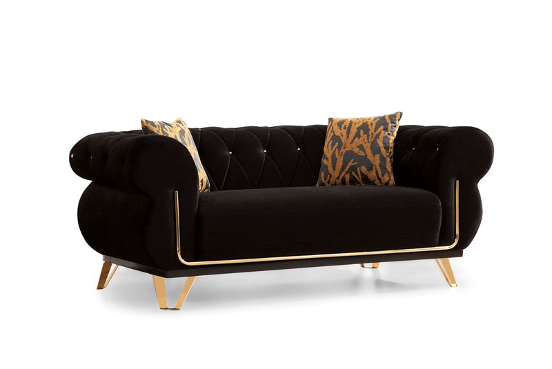 Rosy Black Velvet Sofa & Loveseat