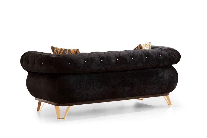 Rosy Black Velvet Sofa & Loveseat