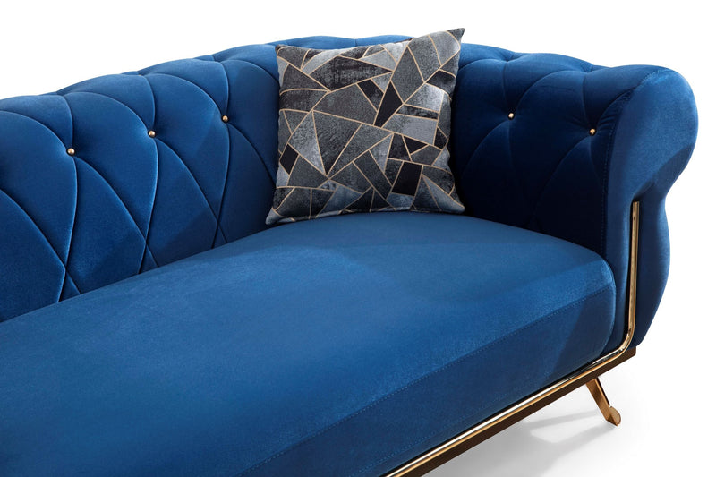 Rosy Navy Velvet Sofa & Loveseat