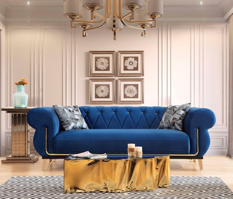 Rosy Navy Velvet Sofa & Loveseat