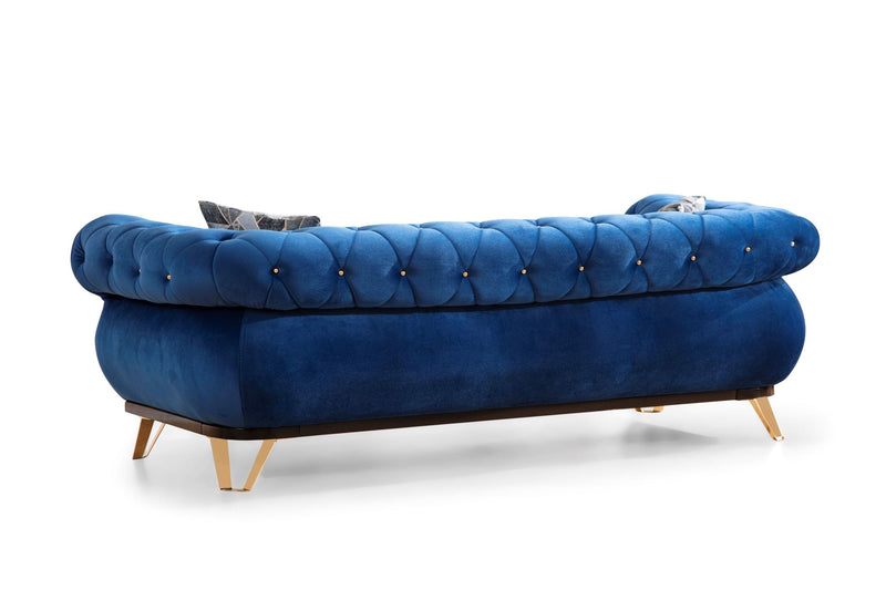 Rosy Navy Velvet Sofa & Loveseat