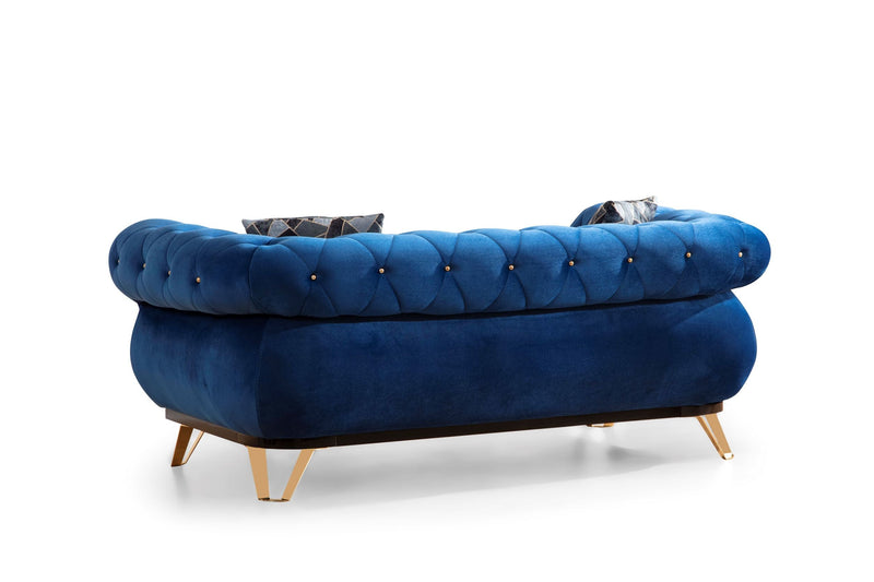 Rosy Navy Velvet Sofa & Loveseat