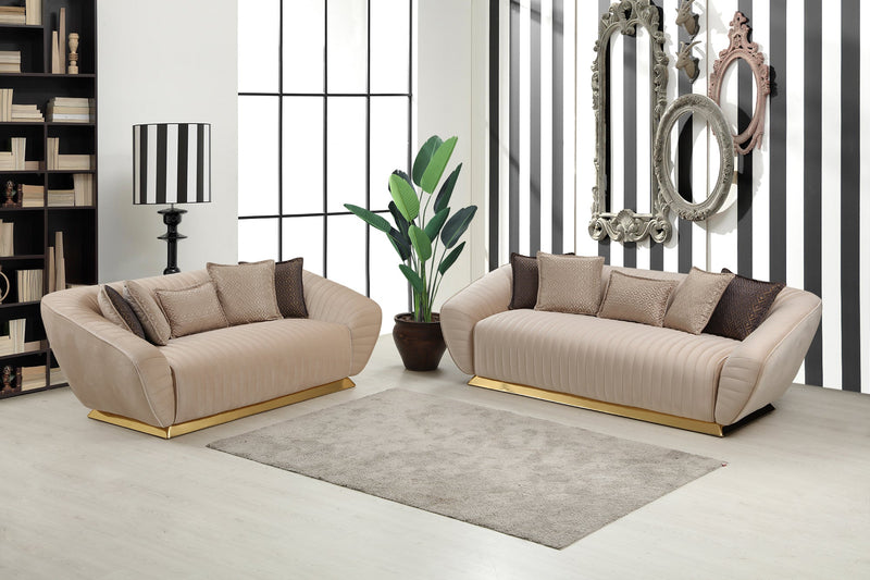 Empoli Ivory Velvet Sofa & Loveseat