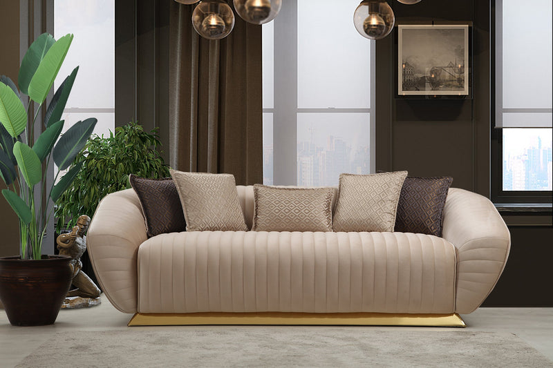 Empoli Ivory Velvet Sofa & Loveseat