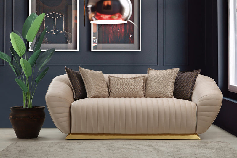 Empoli Ivory Velvet Sofa & Loveseat