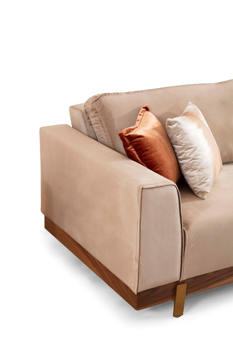 Emily Beige Velvet Sofa & Loveseat